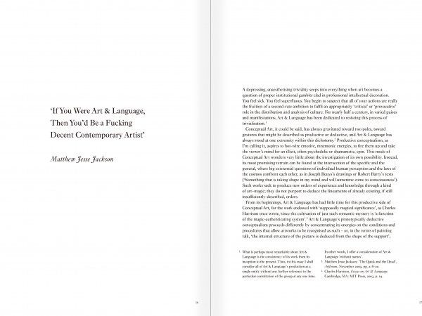 Selection from the catalogue "Art & Language Uncompleted. The Philippe Méaille Collection", pages 16 and 17