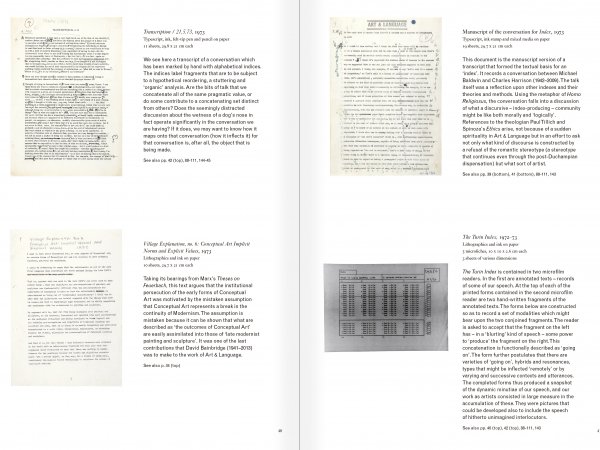 Selection from the catalogue "Art & Language Uncompleted. The Philippe Méaille Collection", pages 40 and 41