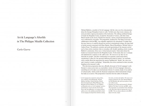 Selection from the catalogue "Art & Language Uncompleted. The Philippe Méaille Collection", pages 8 and 9