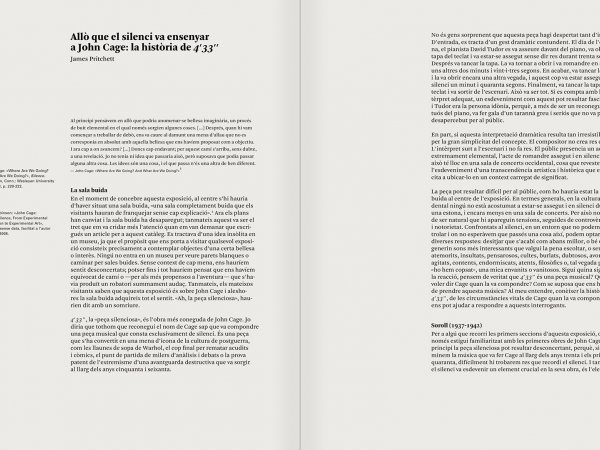 Selecció del catàleg "L'anarquia del silenci. John Cage i l'art experimental" pàgines 166 i 167