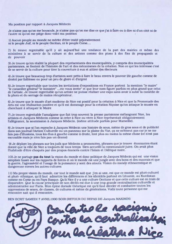 Ben Contre Le Racisme Contre La Centralisation Pour La Creation A Nice Macba Museu D Art Contemporani De Barcelona