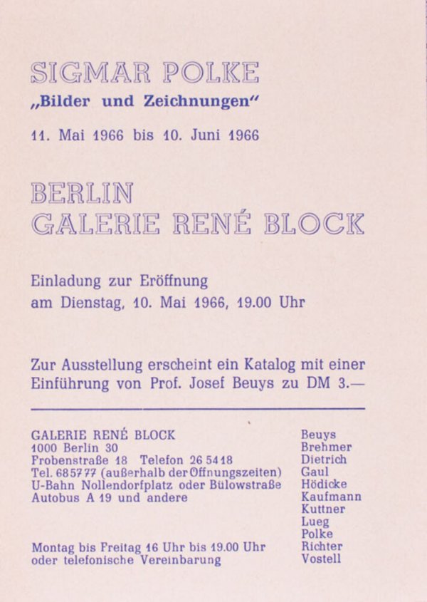 Sigmar Polke Bilder Und Zeichnungen Berlin Galerie Rene Block Macba Museu D Art Contemporani De Barcelona