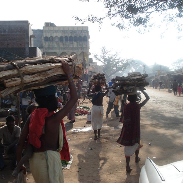 Leah Temper. Mujeres Dongria Kondh cargando madera en Rayagada, Odisha, India.