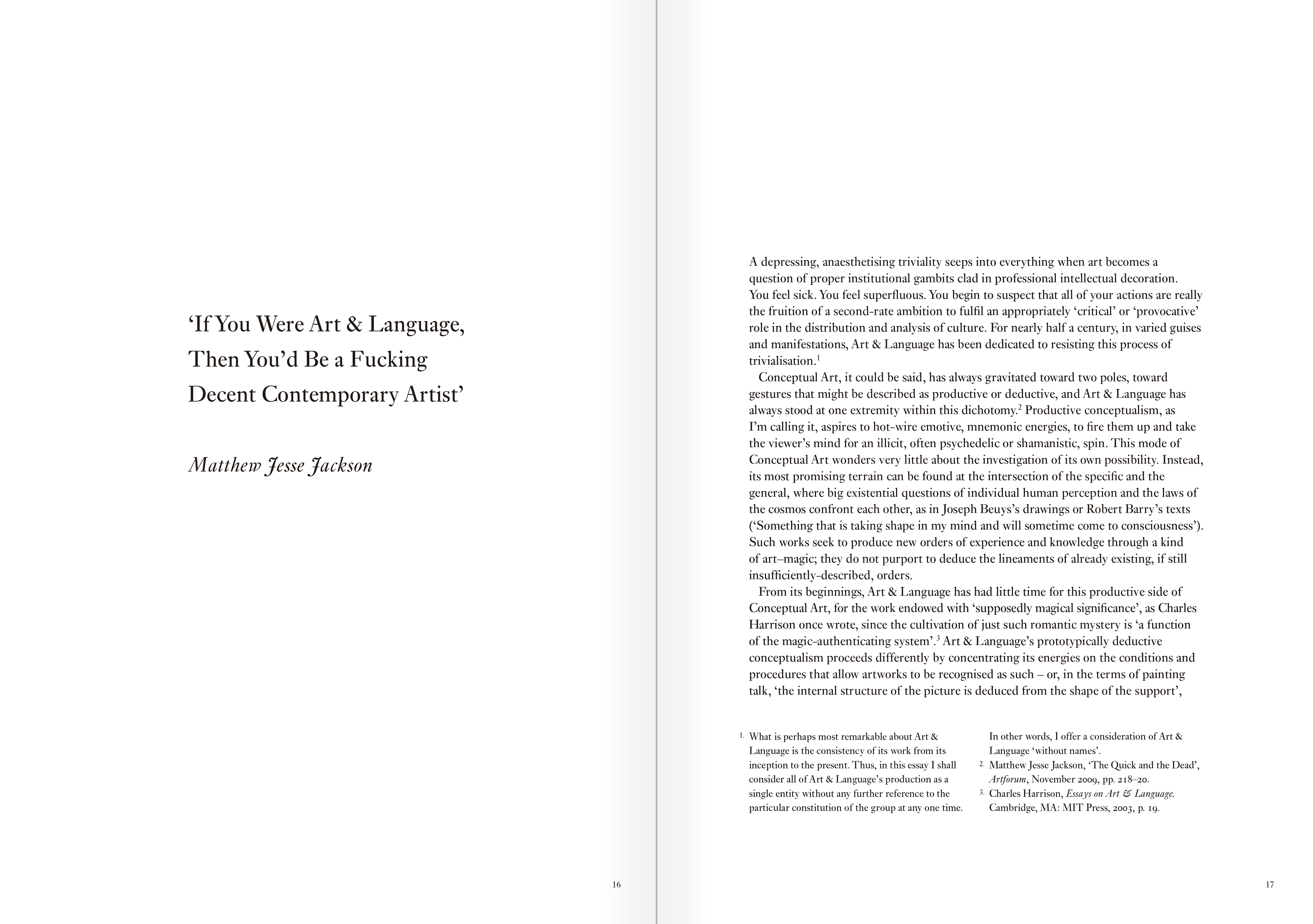 Selection from the catalogue "Art & Language Uncompleted. The Philippe Méaille Collection", pages 16 and 17