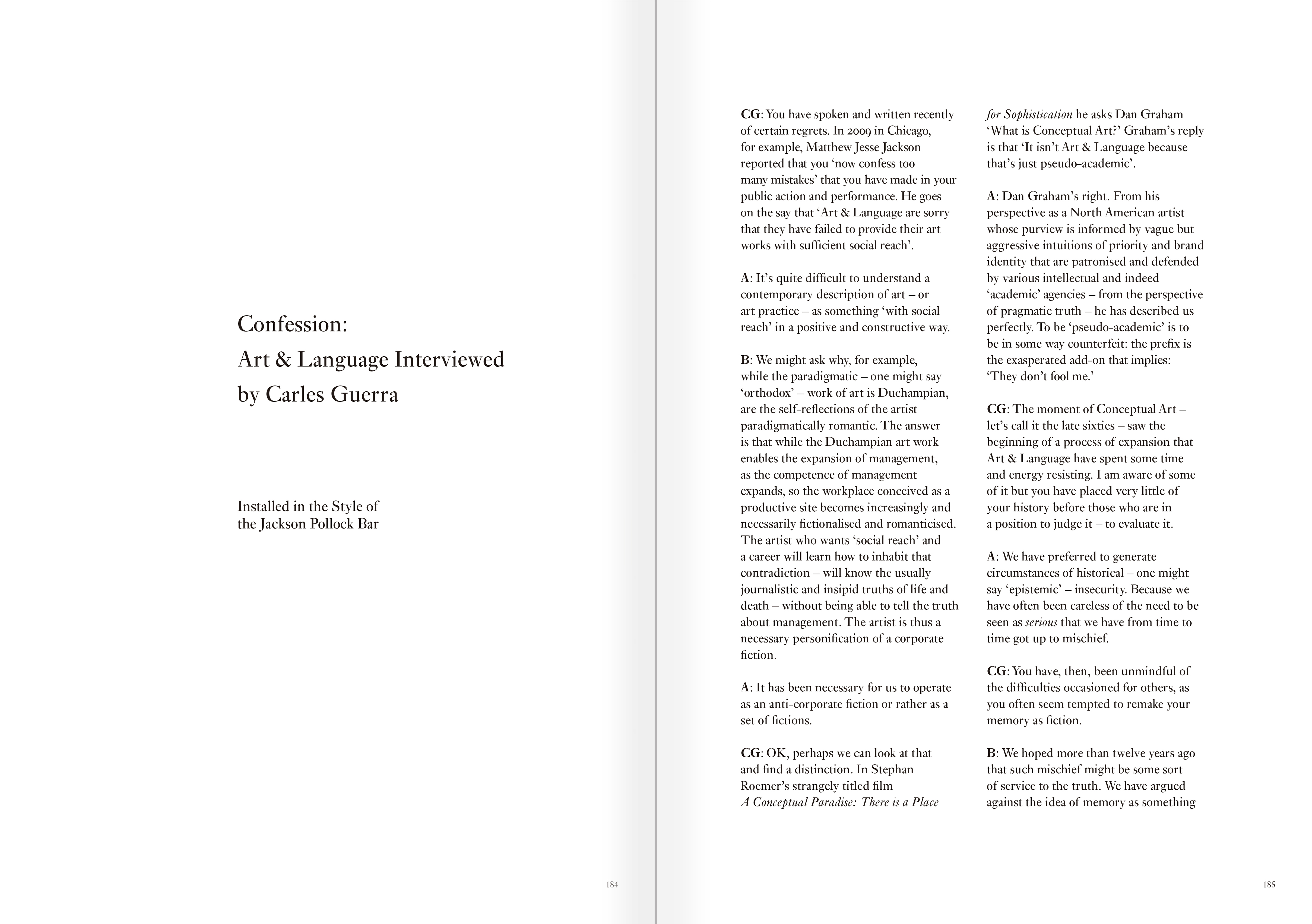 Selection from the catalogue "Art & Language Uncompleted. The Philippe Méaille Collection", pages 184 and 185