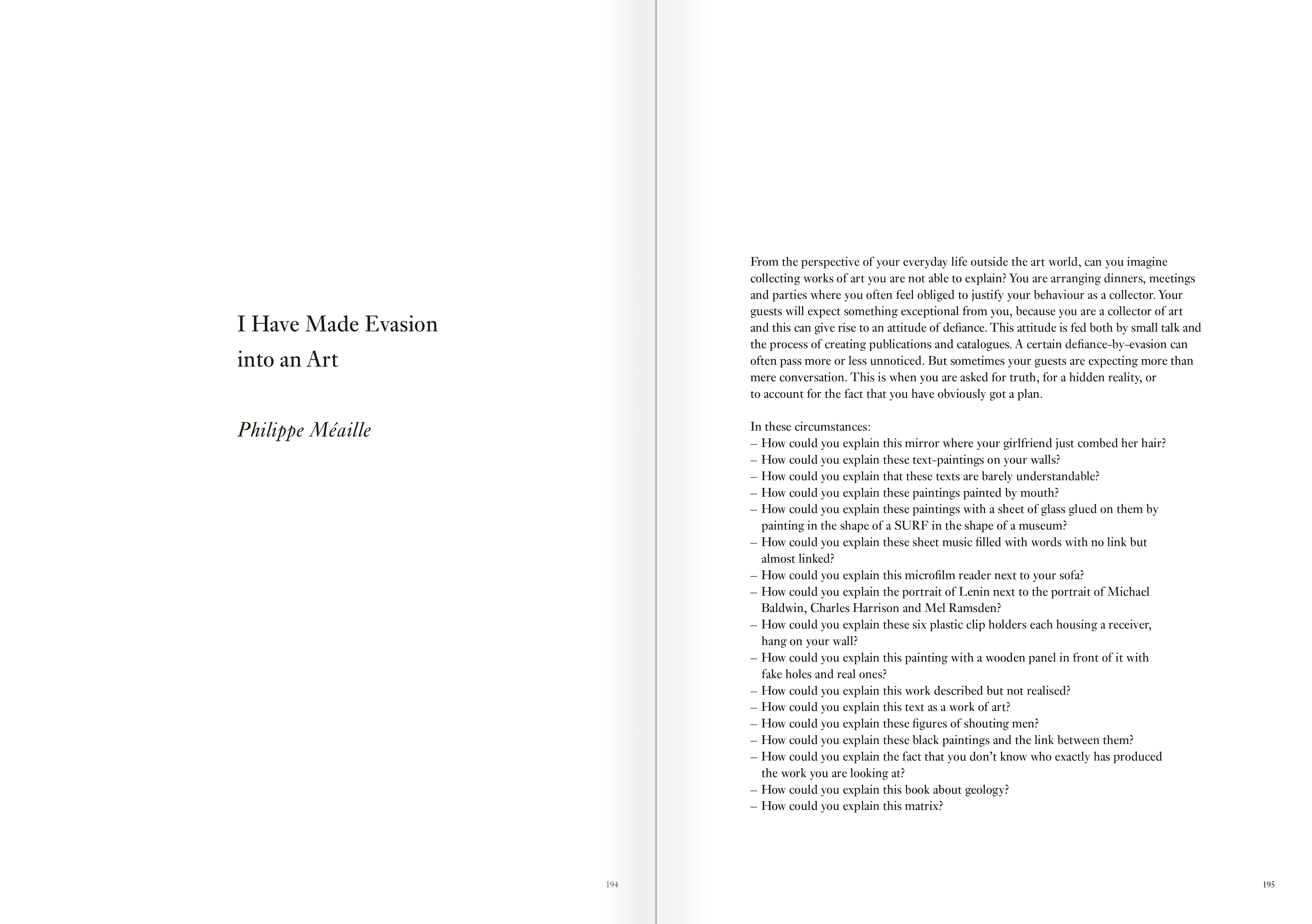 Selection from the catalogue "Art & Language Uncompleted. The Philippe Méaille Collection", pages 194 and 195