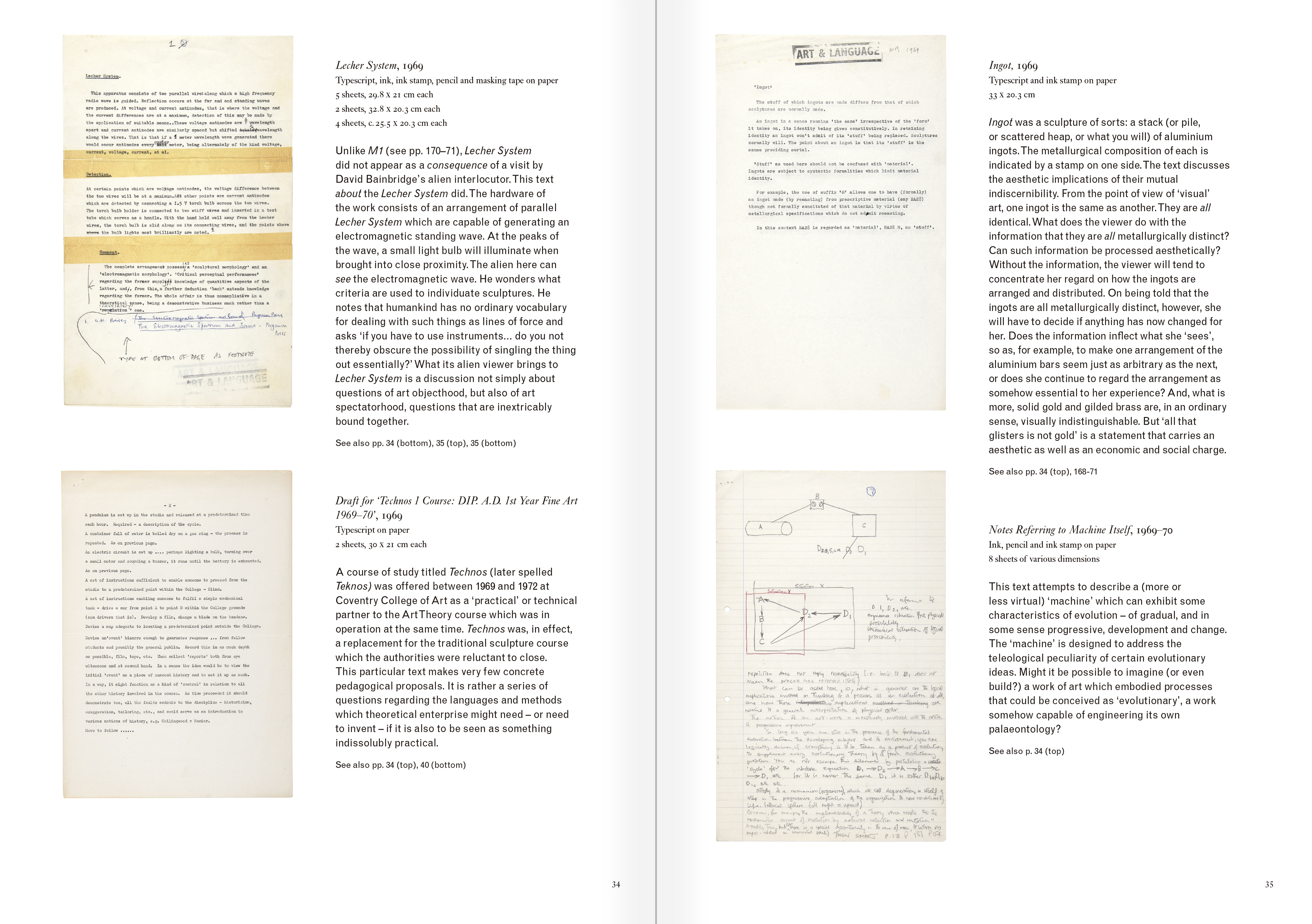 Selection from the catalogue "Art & Language Uncompleted. The Philippe Méaille Collection", pages 34 and 35