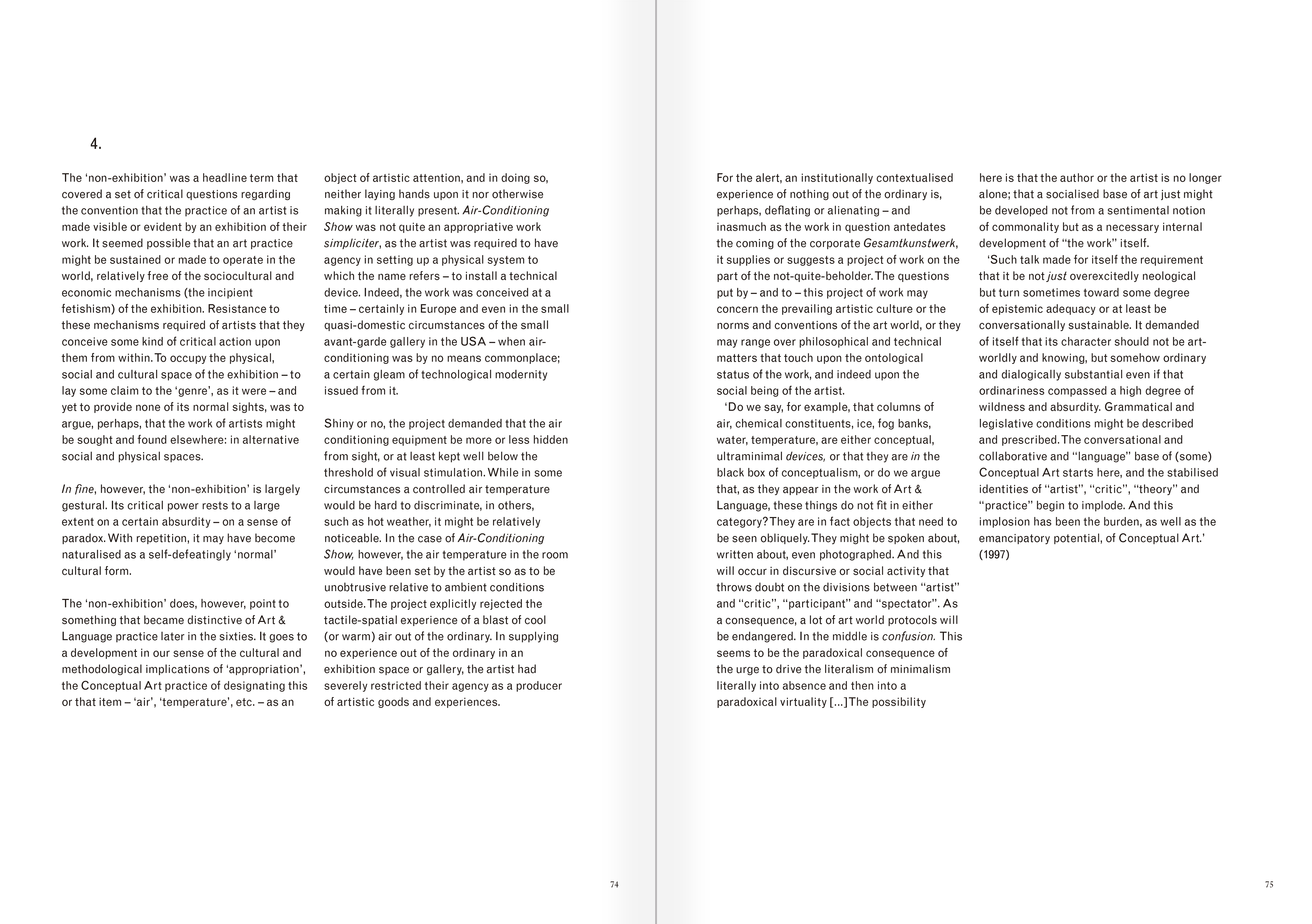 Selection from the catalogue "Art & Language Uncompleted. The Philippe Méaille Collection", pages 74 and 75