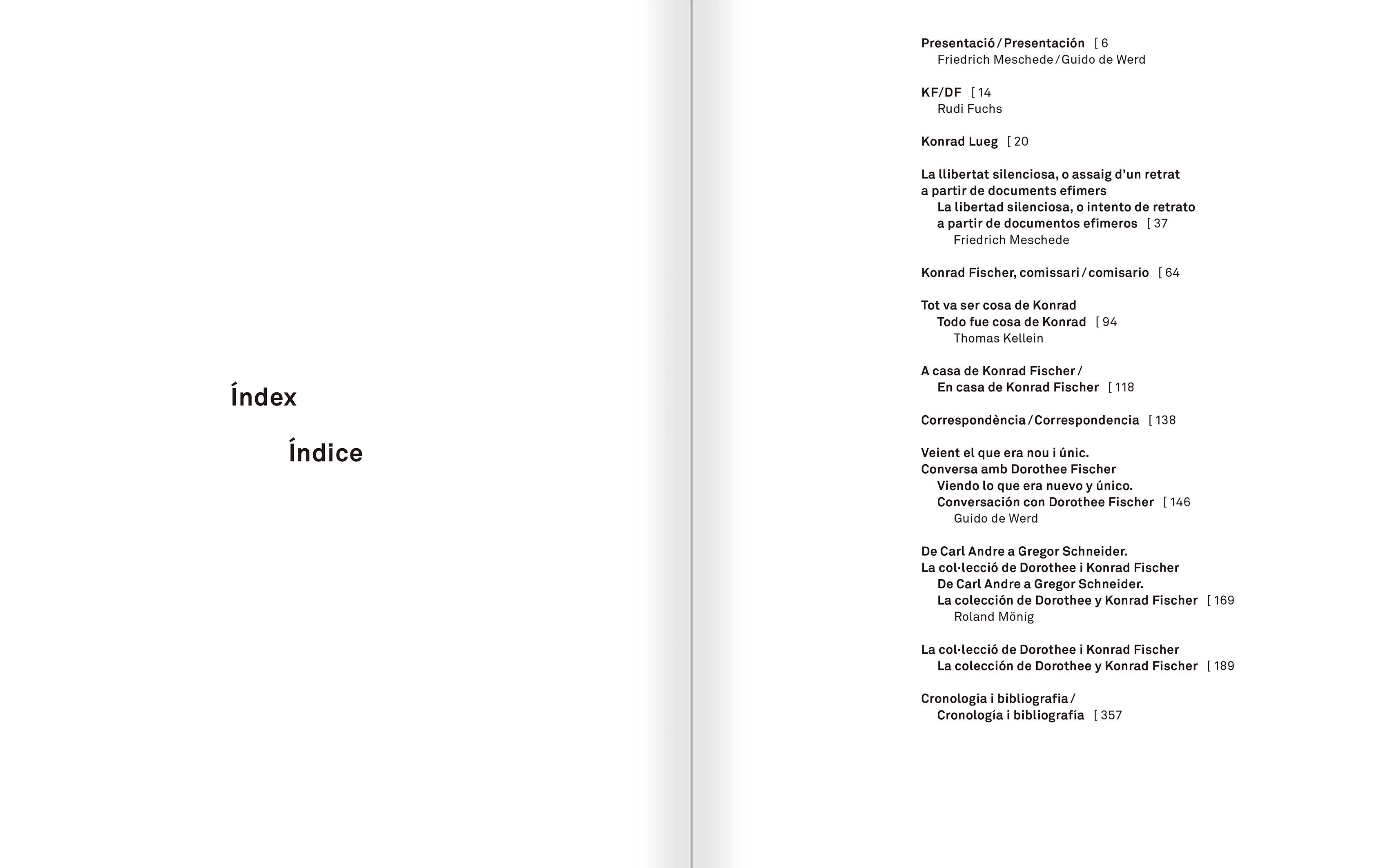 Selecció del catàleg "Amb la probabilitat de ser vist. Dorothee i Konrad Fischer: Arxius d'una actitud" pàgines 4 i 5