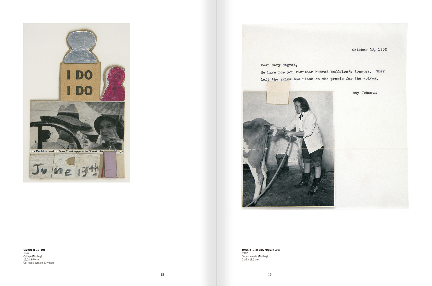 Selecció del catàleg "Ray Johnson. Please Add To & Return" pàgines 18 i 19