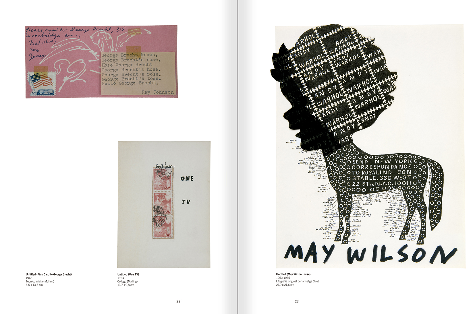 Selecció del catàleg "Ray Johnson. Please Add To & Return" pàgines 22 i 23