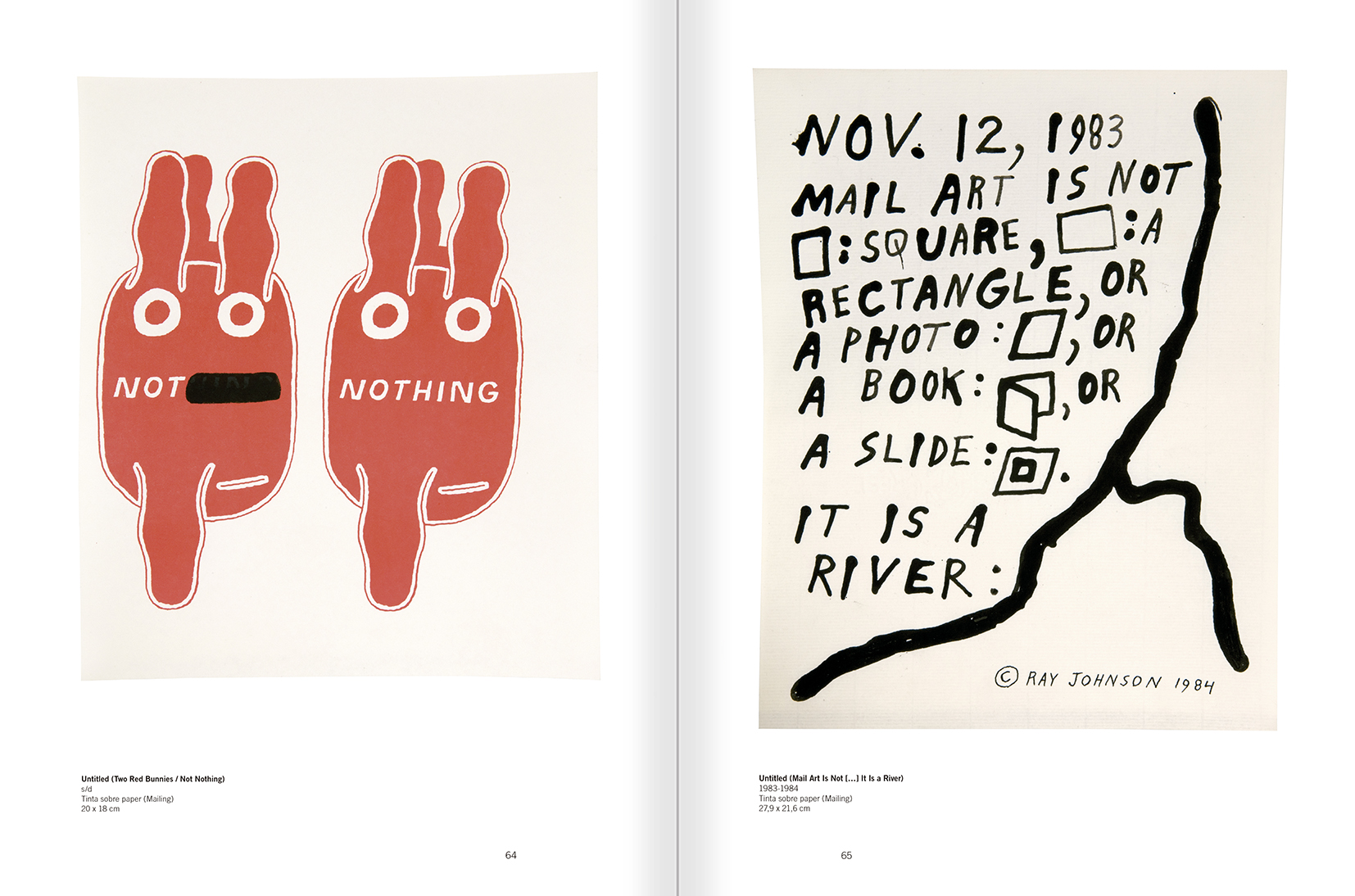 Selecció del catàleg "Ray Johnson. Please Add To & Return" pàgines 64 i 65