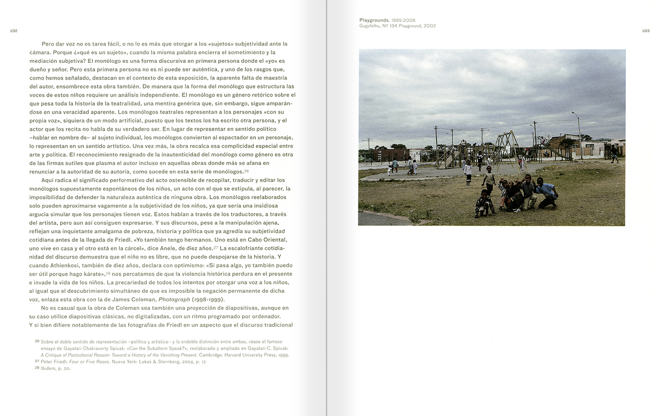 Selection from the catalogue 'Peter Friedl: Work 1964-2006', pages 102 and 103