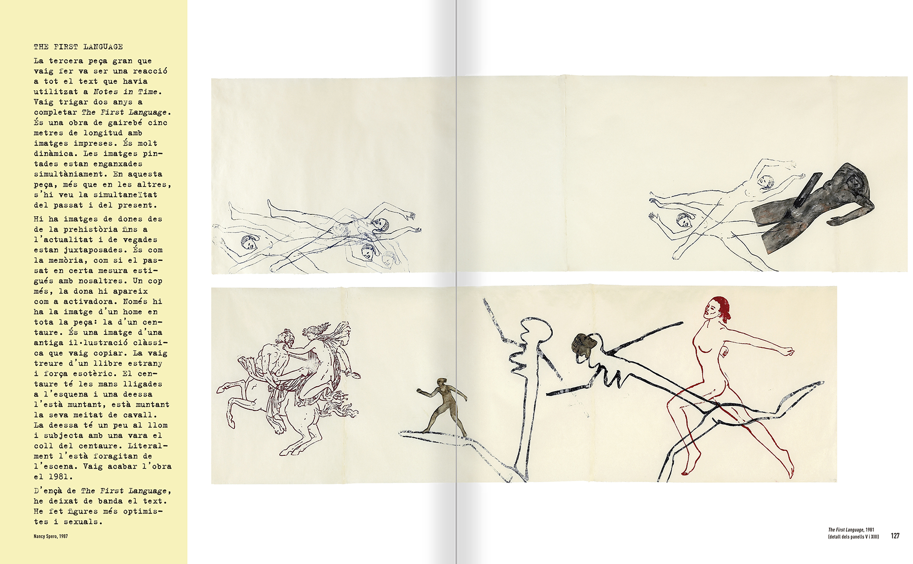 Selecció del catàleg "Nancy Spero. Dissidanses" pàgines 126 i 127