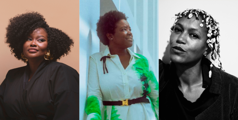 Retratos de la arquitecta y urbanista Mpho Matsipa, la directora del MACBA Elvira Dyangani Ose, y la geógrafa Anisia Uzeyman.